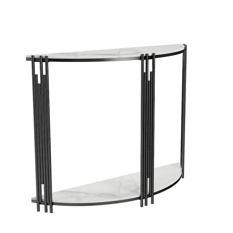 Console demi-lune moderne Table d'appoint d'entrée 2 niveaux