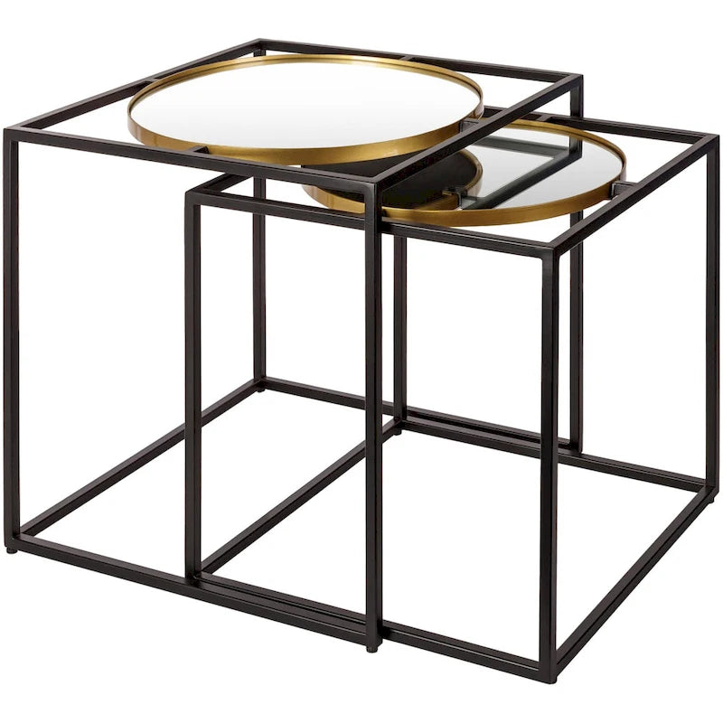 Tables d'appoint gigognes avec miroir Karley - 53,34H x 53,34L x 53,34P cm, 48,26H x 48,26L x 48,26P cm