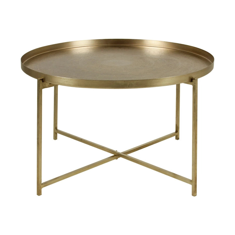 Table d'appoint Eros avec plateau-plateau gravé de motifs floraux, finition laiton antique, par East at Main
