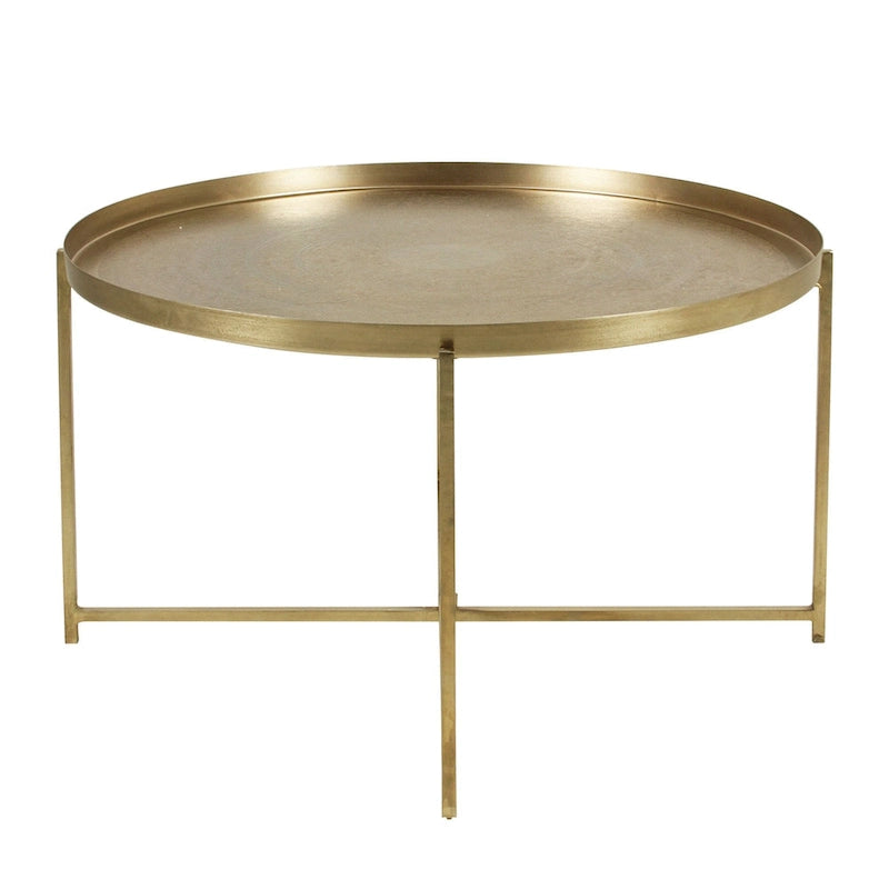 Table d'appoint Eros avec plateau-plateau gravé de motifs floraux, finition laiton antique, par East at Main