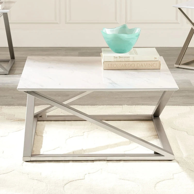 Ensemble occasionnel de 3 pièces à plateau en faux marbre Zilina de Steve Silver