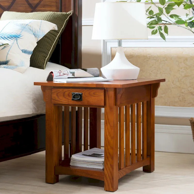 Leick Home Table d'appoint de style transitoire à 1 tiroir