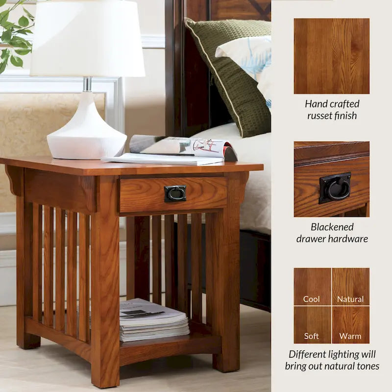 Leick Home Table d'appoint de style transitoire à 1 tiroir