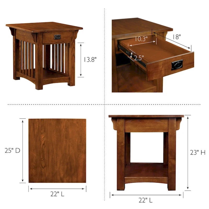 Leick Home Table d'appoint de style transitoire à 1 tiroir