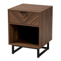 Table d'appoint à 1 tiroir Sadia en bois de noyer moderne avec finition marron et métal noir