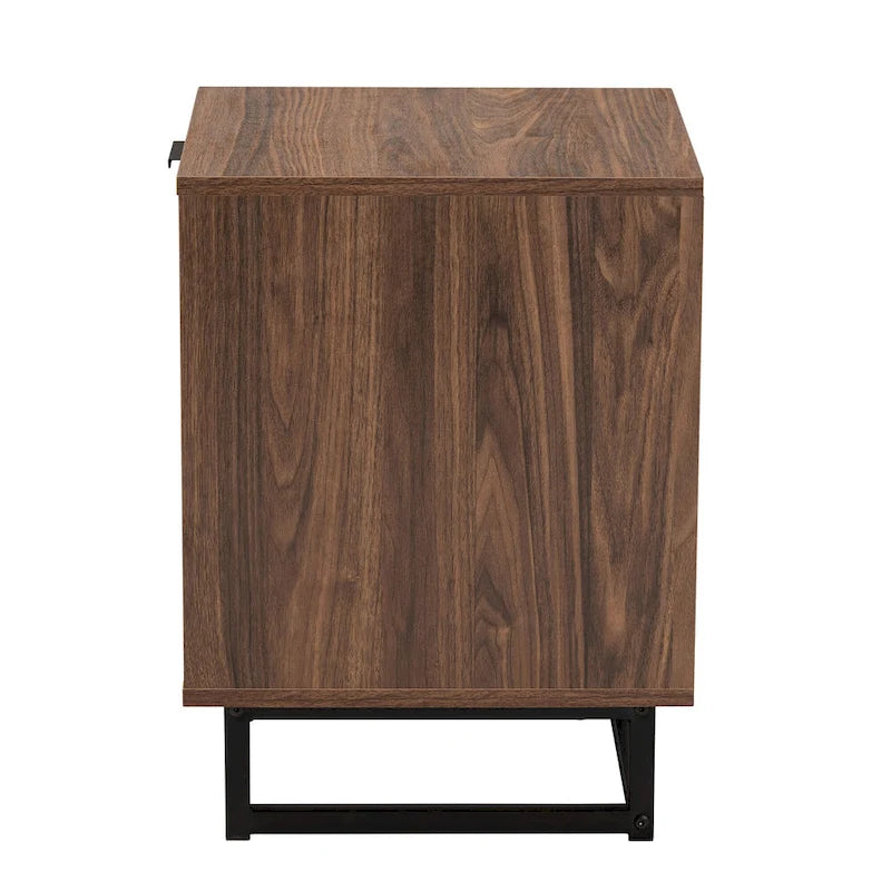 Table d'appoint à 1 tiroir Sadia en bois de noyer moderne avec finition marron et métal noir