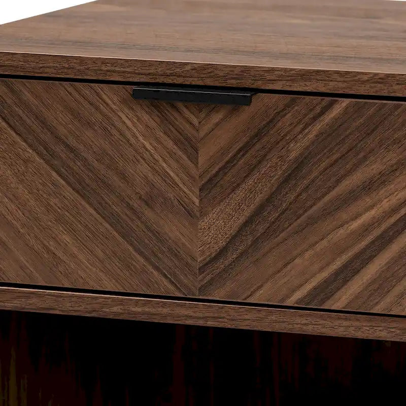 Table d'appoint à 1 tiroir Sadia en bois de noyer moderne avec finition marron et métal noir