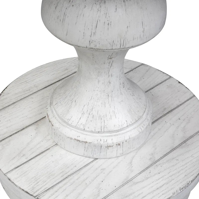 Table d'appoint ronde Sedona vieilli blanc et gravier