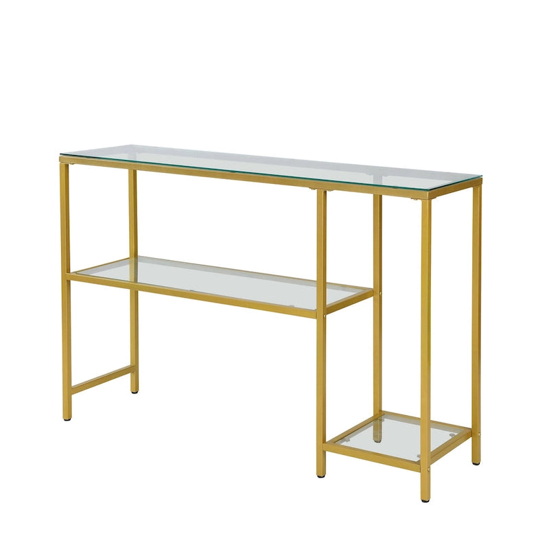 Carolina Living Console Rayna avec étagères - Doré