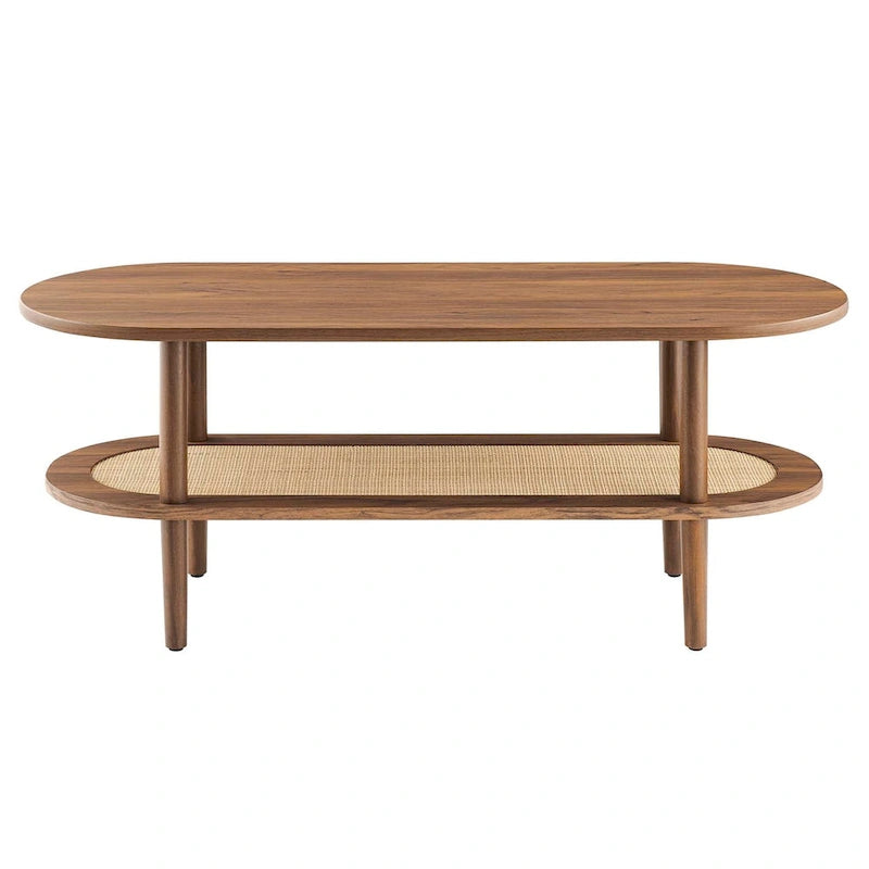 Table Basse en Bois de Noyer Moderne Colusa avec Étagère