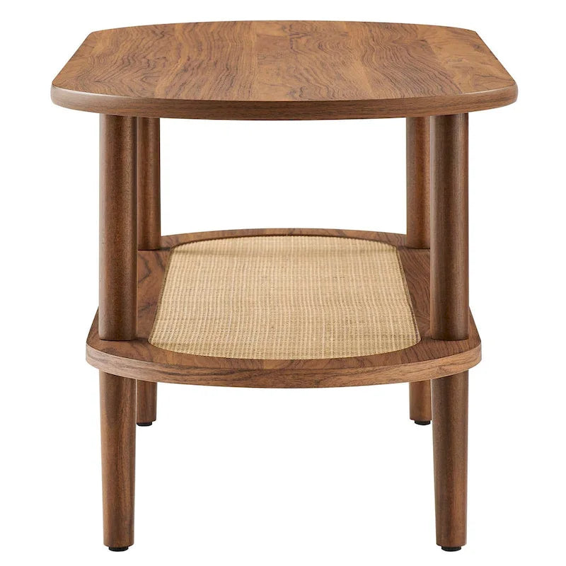 Table Basse en Bois de Noyer Moderne Colusa avec Étagère