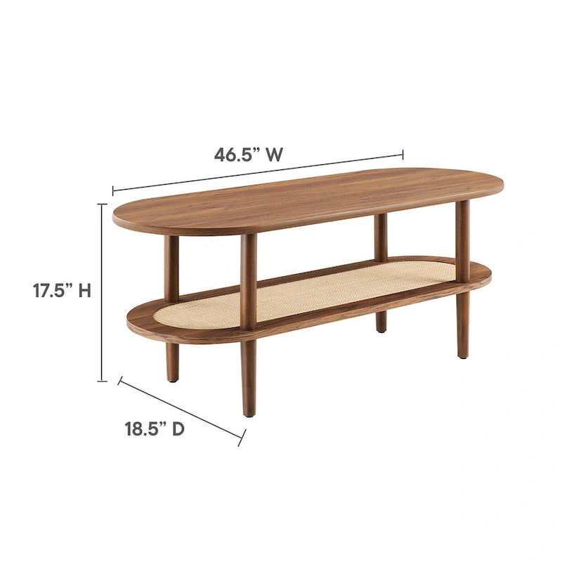 Table Basse en Bois de Noyer Moderne Colusa avec Étagère