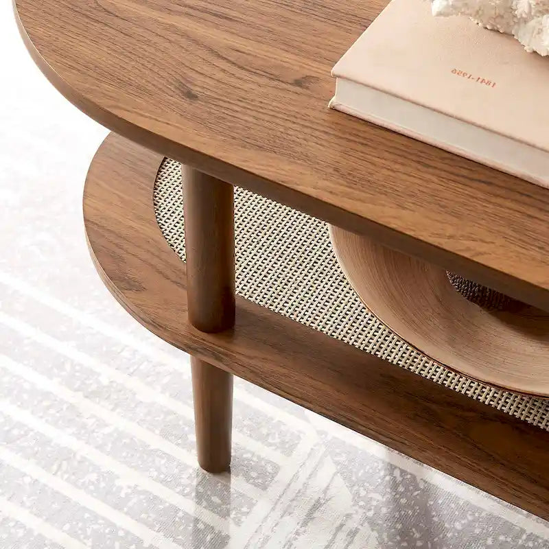 Table Basse en Bois de Noyer Moderne Colusa avec Étagère