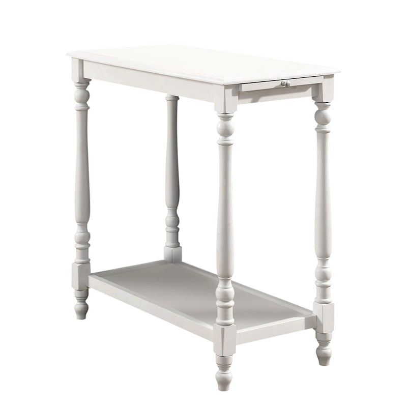 Table d'appoint Quam Farmhouse White de 25 pouces en bois massif à 1 étagère par Furniture of America