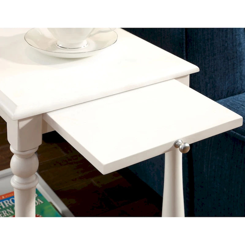 Table d'appoint Quam Farmhouse White de 25 pouces en bois massif à 1 étagère par Furniture of America