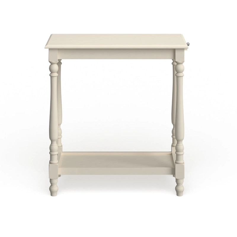 Table d'appoint Quam Farmhouse White de 25 pouces en bois massif à 1 étagère par Furniture of America