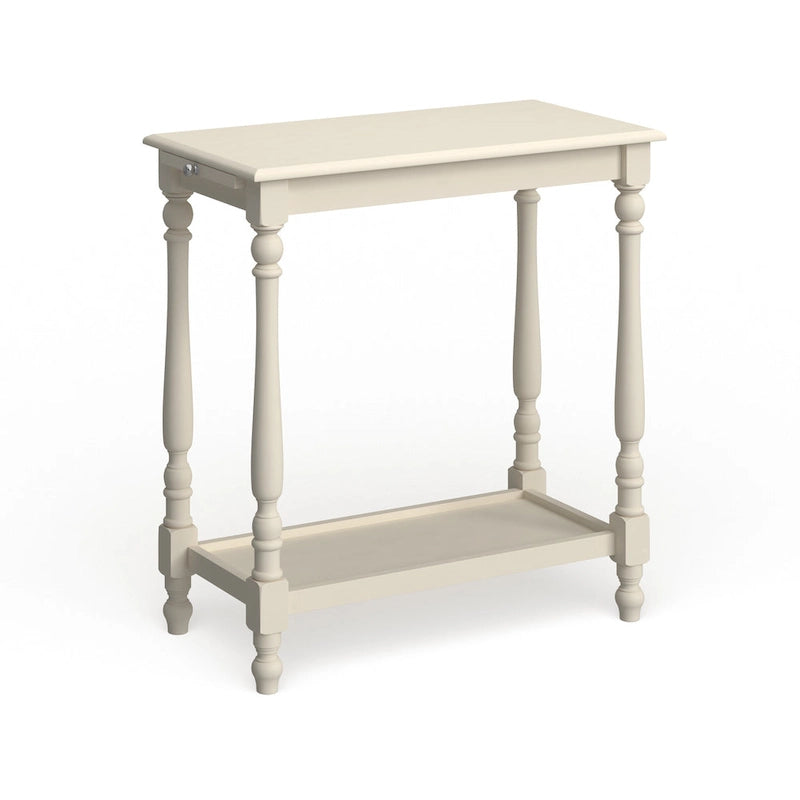 Table d'appoint Quam Farmhouse White de 25 pouces en bois massif à 1 étagère par Furniture of America