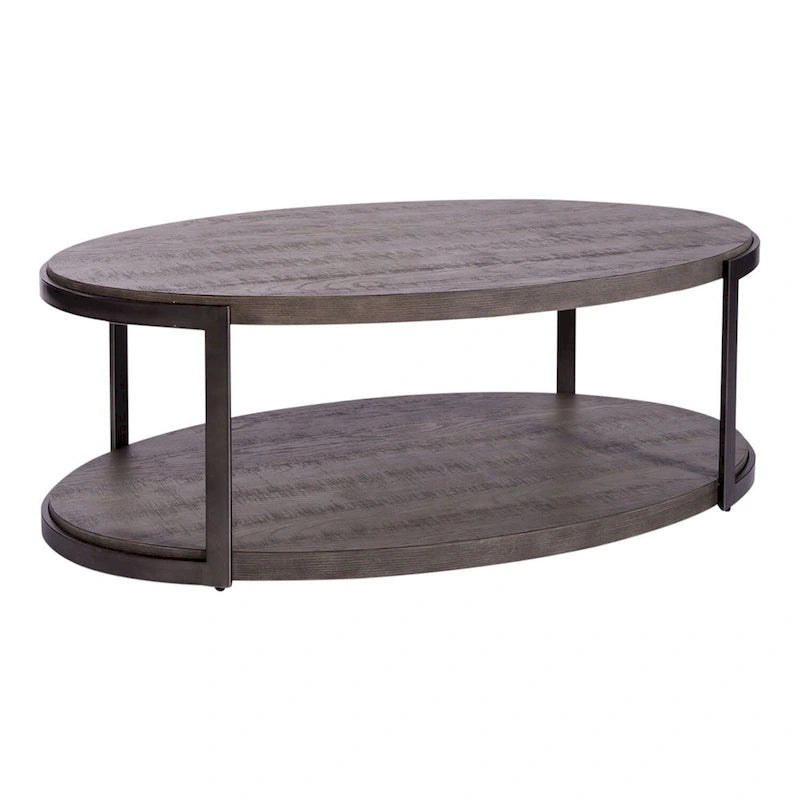 Table basse ovale gris gantelet style moderne