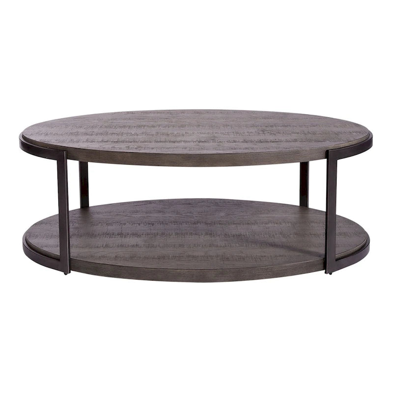 Table basse ovale gris gantelet style moderne