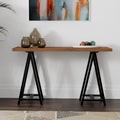Console table industrielle moderne Hawkins de 50 pouces de large en BOIS MASSIF de noyer et métal, couleur noyer