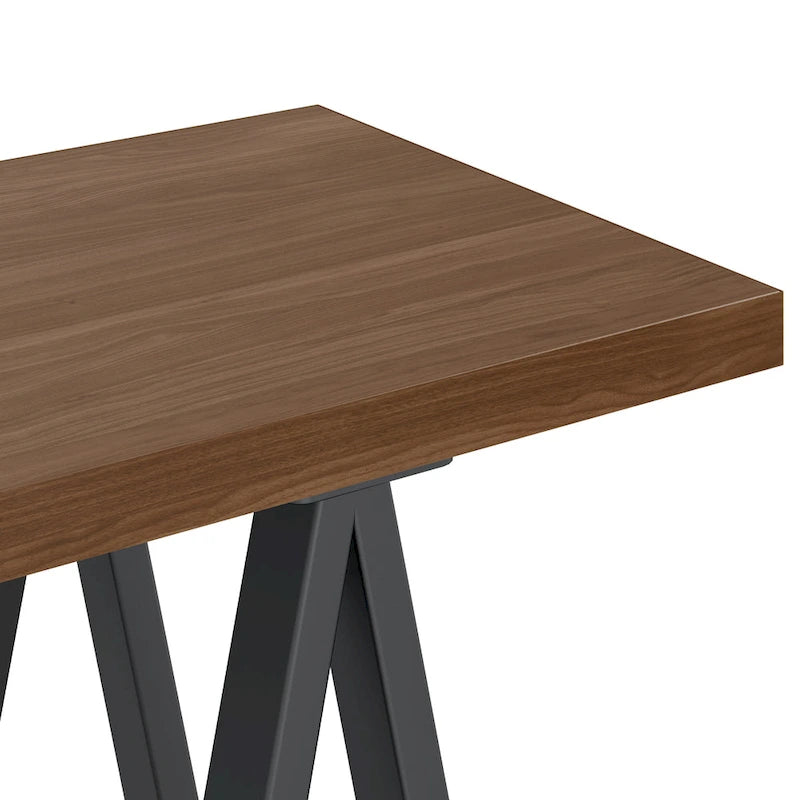 Console table industrielle moderne Hawkins de 50 pouces de large en BOIS MASSIF de noyer et métal, couleur noyer