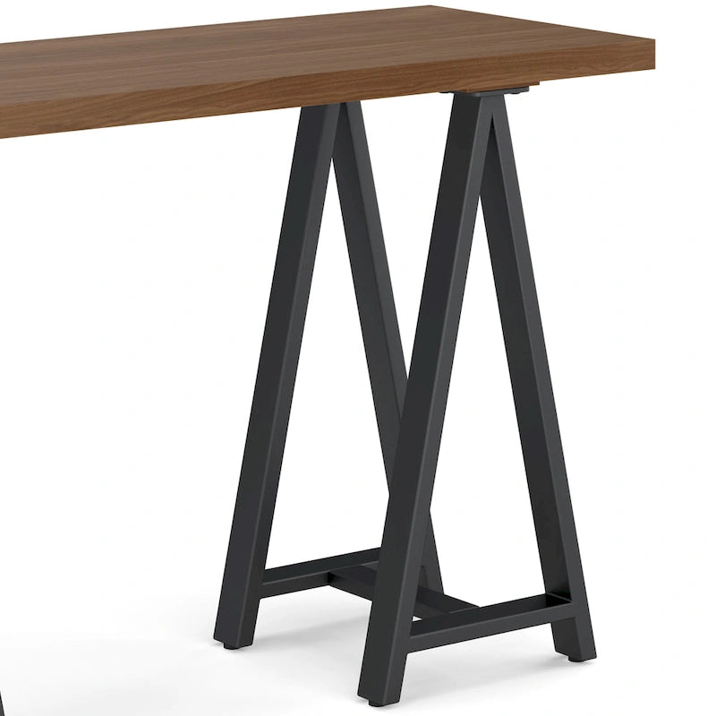 Console table industrielle moderne Hawkins de 50 pouces de large en BOIS MASSIF de noyer et métal, couleur noyer