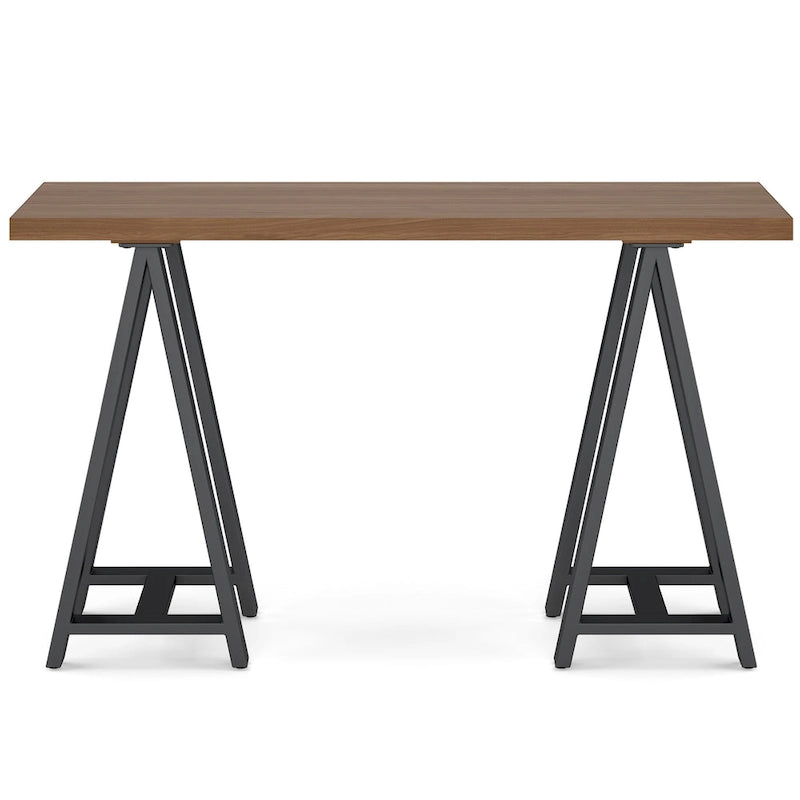Console table industrielle moderne Hawkins de 50 pouces de large en BOIS MASSIF de noyer et métal, couleur noyer