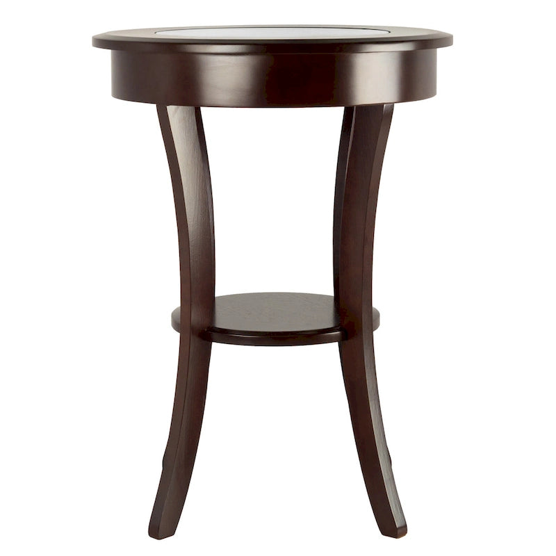 Table d'appoint ronde, Table d'entrée avec plateau en verre et pieds incurvés