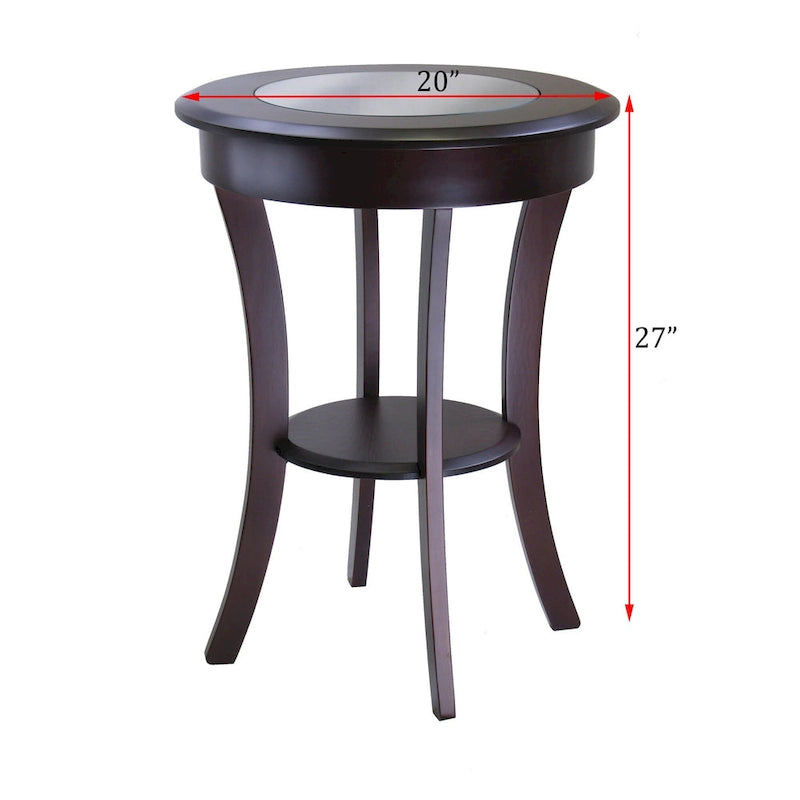 Table d'appoint ronde, Table d'entrée avec plateau en verre et pieds incurvés