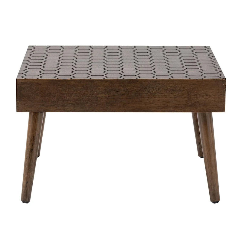 Table basse carrée COSIEST en bois massif rustique pour salon - 24W x 24L x 15.3H