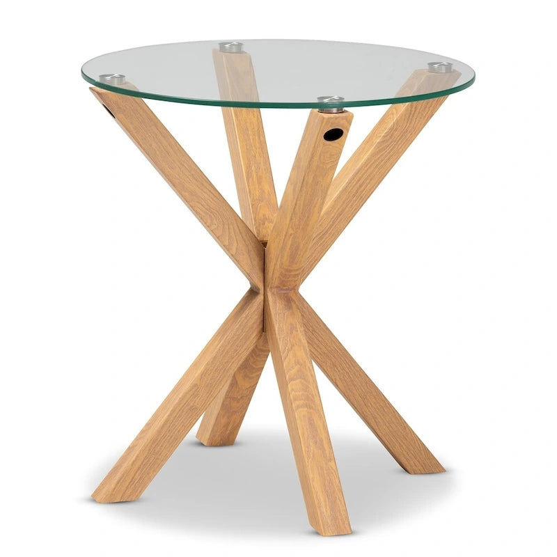 Table d'appoint Carson Carrington Bakaroby en verre et bois avec finition