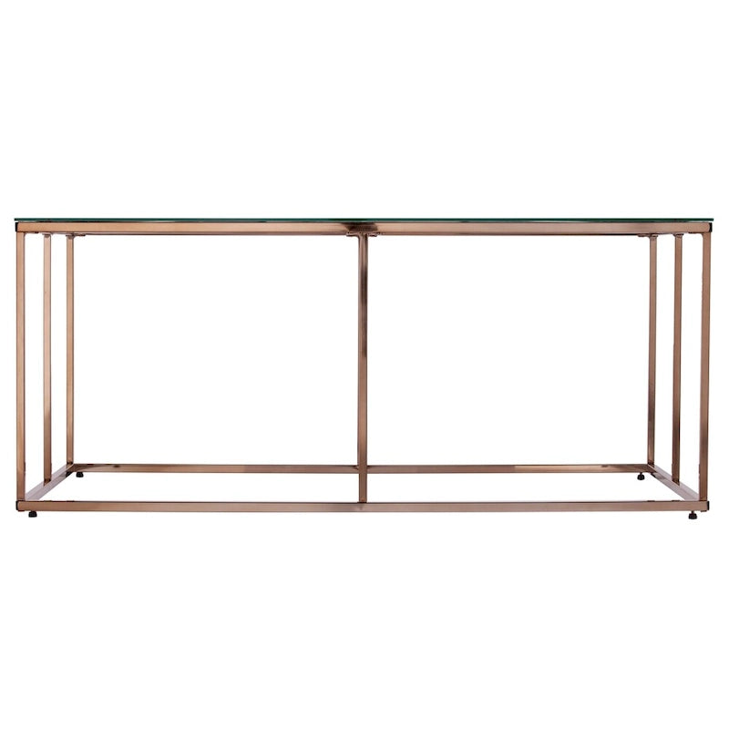 Table basse SEI Furniture Nindel contemporaine en verre avec piètement en métal couleur champagne