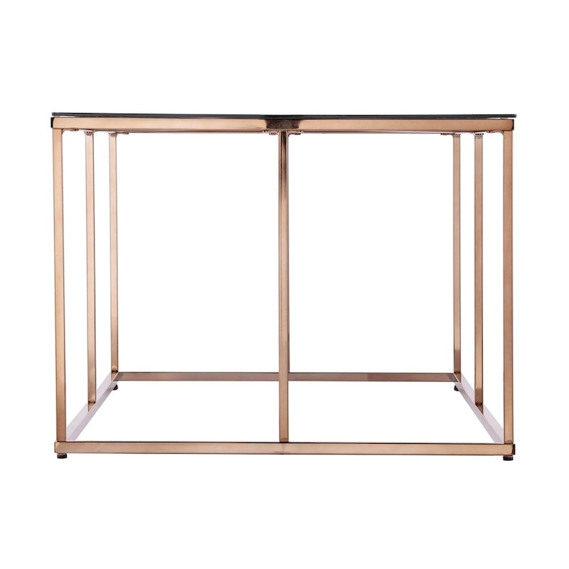 Table basse SEI Furniture Nindel contemporaine en verre avec piètement en métal couleur champagne