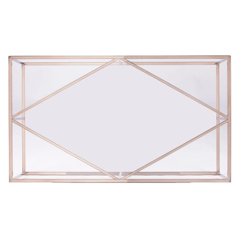 Table basse SEI Furniture Nindel contemporaine en verre avec piètement en métal couleur champagne
