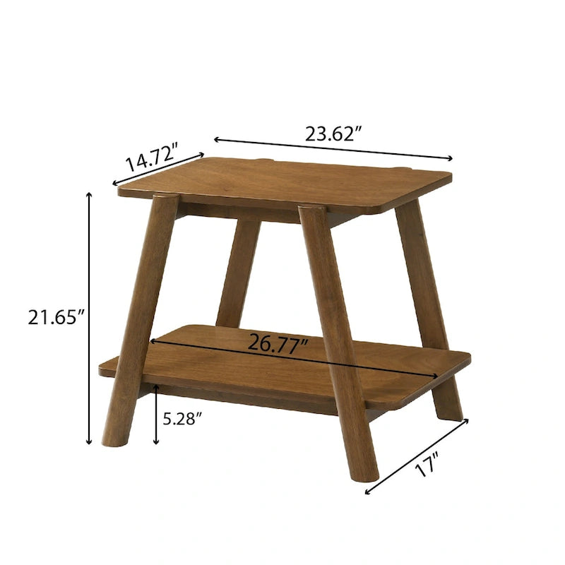 Table d'appoint avec étagère en bois style moderne du milieu du siècle Roundhill Furniture Metz