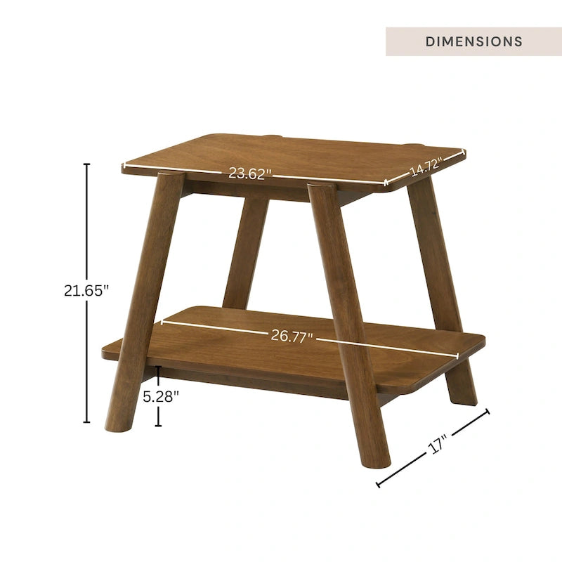 Table d'appoint avec étagère en bois style moderne du milieu du siècle Roundhill Furniture Metz