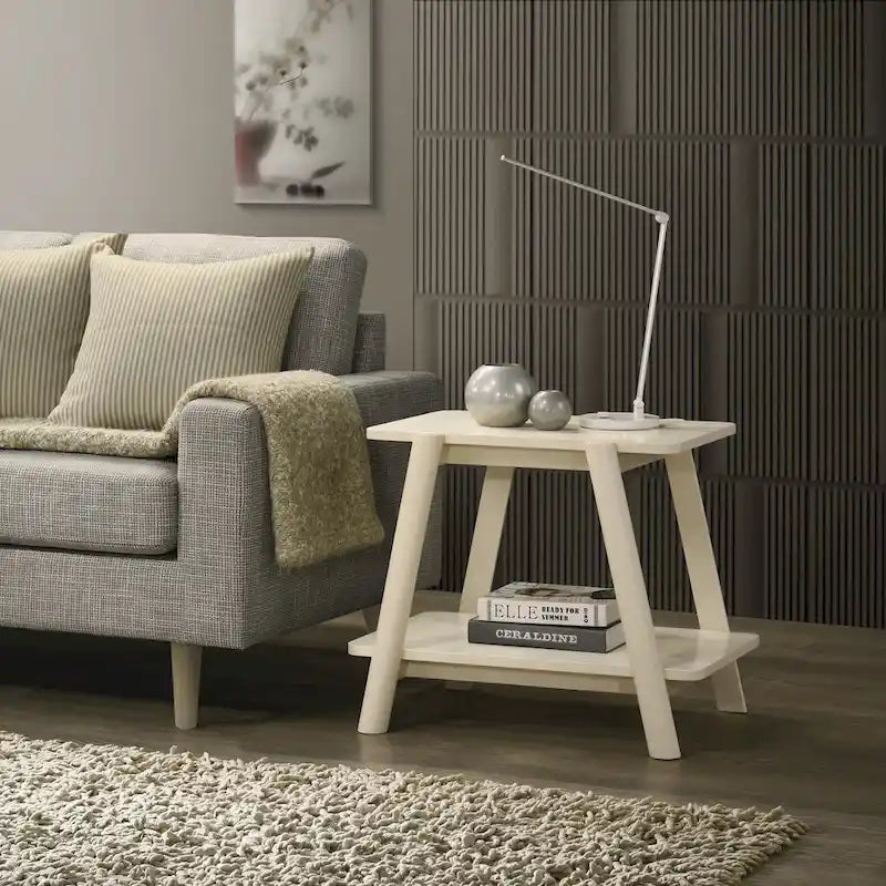 Table d'appoint avec étagère en bois style moderne du milieu du siècle Roundhill Furniture Metz