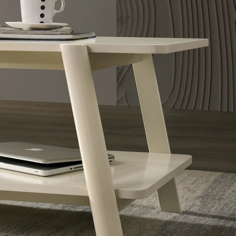 Table d'appoint avec étagère en bois style moderne du milieu du siècle Roundhill Furniture Metz