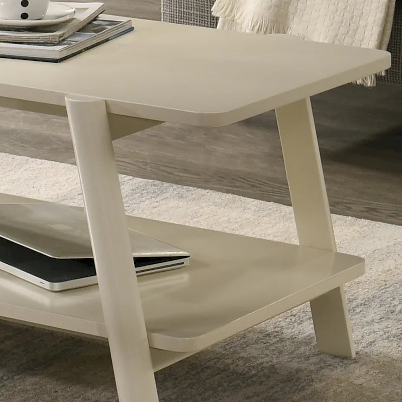Table d'appoint avec étagère en bois style moderne du milieu du siècle Roundhill Furniture Metz