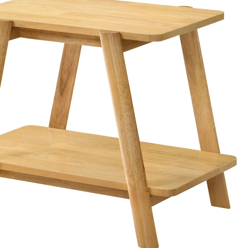 Table d'appoint avec étagère en bois style moderne du milieu du siècle Roundhill Furniture Metz