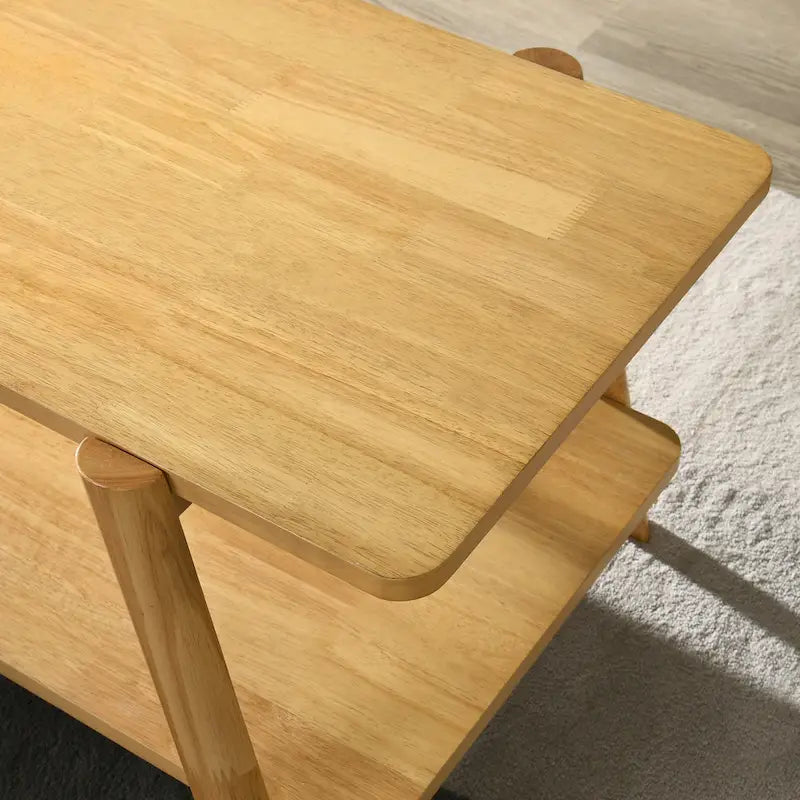 Table d'appoint avec étagère en bois style moderne du milieu du siècle Roundhill Furniture Metz