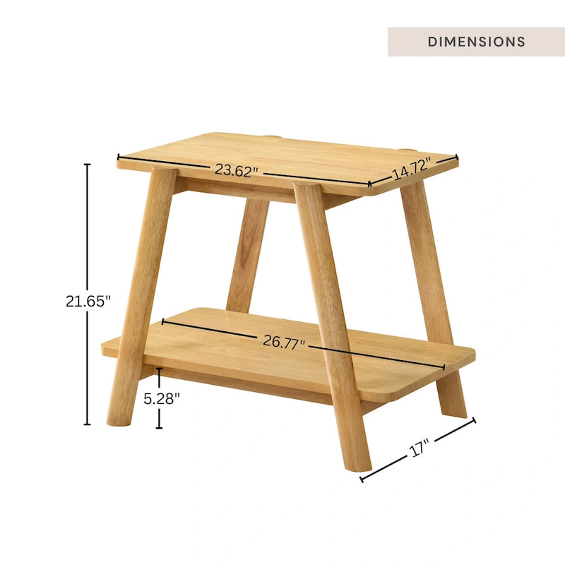 Table d'appoint avec étagère en bois style moderne du milieu du siècle Roundhill Furniture Metz