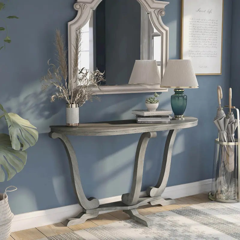 Console d'entrée Denhour DH BASIC style ferme vintage en chêne gris, 48 pouces