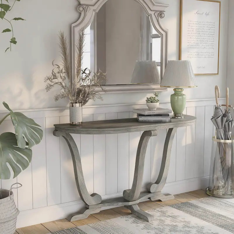 Console d'entrée Denhour DH BASIC style ferme vintage en chêne gris, 48 pouces