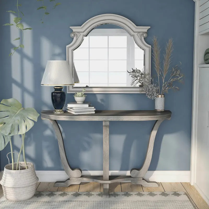 Console d'entrée Denhour DH BASIC style ferme vintage en chêne gris, 48 pouces