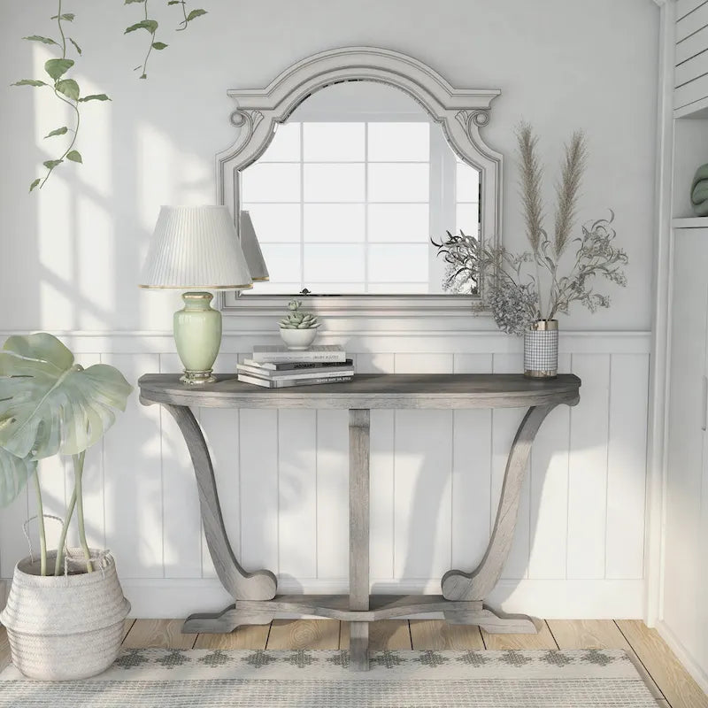 Console d'entrée Denhour DH BASIC style ferme vintage en chêne gris, 48 pouces