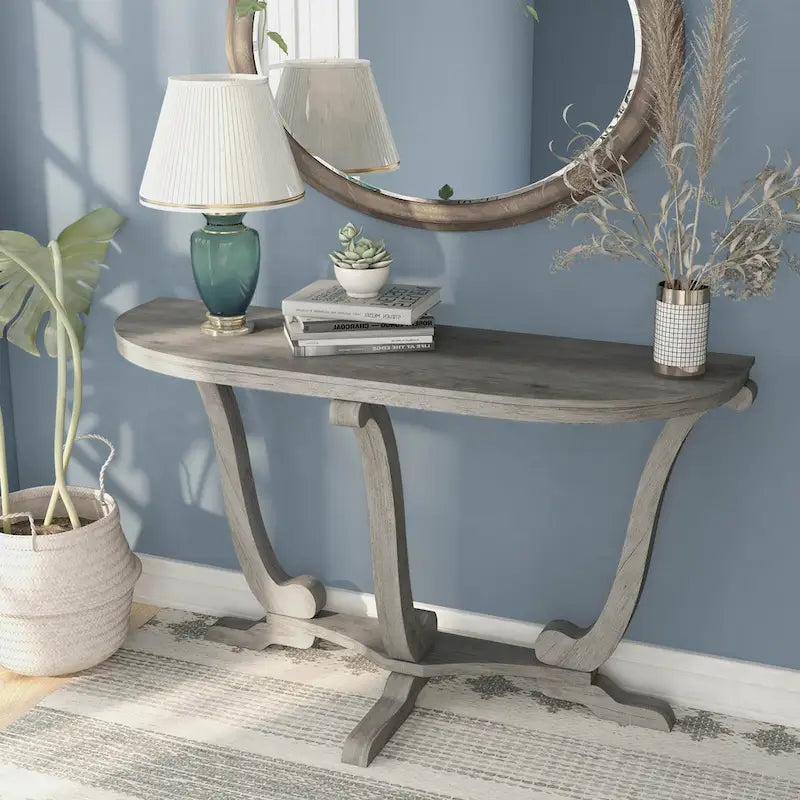 Console d'entrée Denhour DH BASIC style ferme vintage en chêne gris, 48 pouces