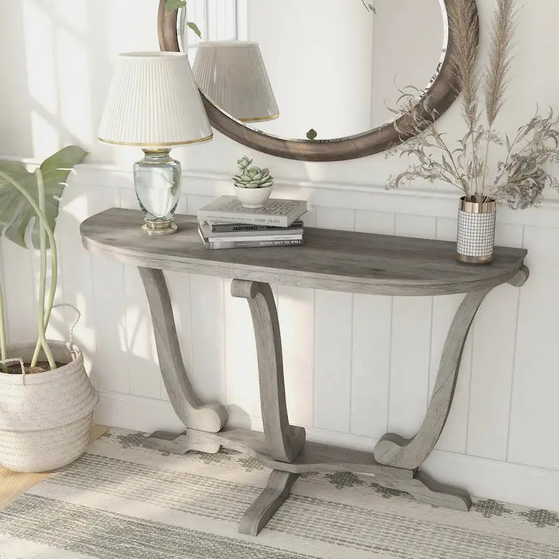 Console d'entrée Denhour DH BASIC style ferme vintage en chêne gris, 48 pouces