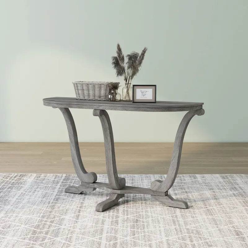 Console d'entrée Denhour DH BASIC style ferme vintage en chêne gris, 48 pouces