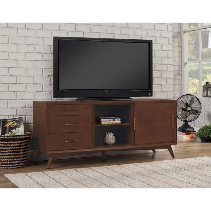 Meuble TV décoratif Alpine Furniture Flynn grand modèle - Noyer - 64x19x27 po (LxPxH)